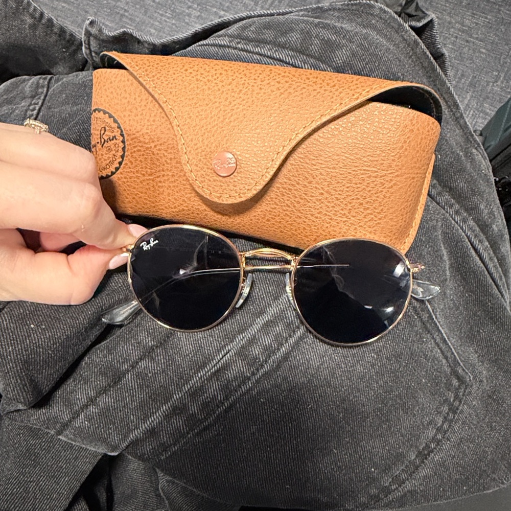 Ray-Ban Gold Frame Sunglasses with Black Lenses